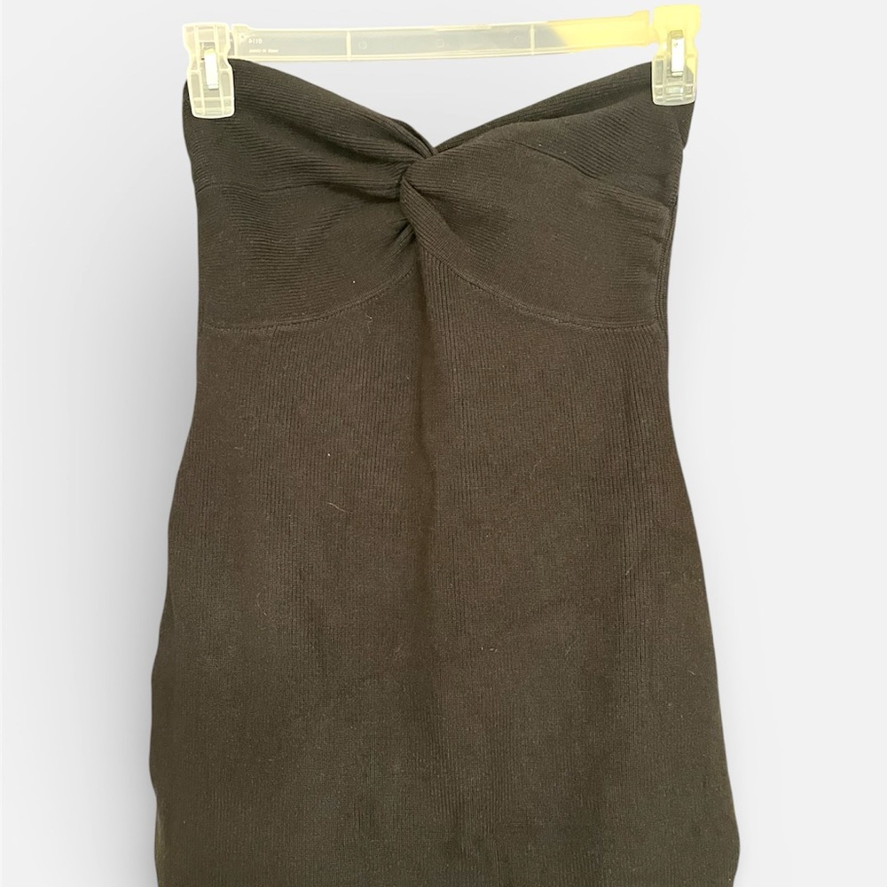 Ali* New! Lillusory Black Strapless Sweater Midi Dress With Back Slit - Picture 4 of 7
